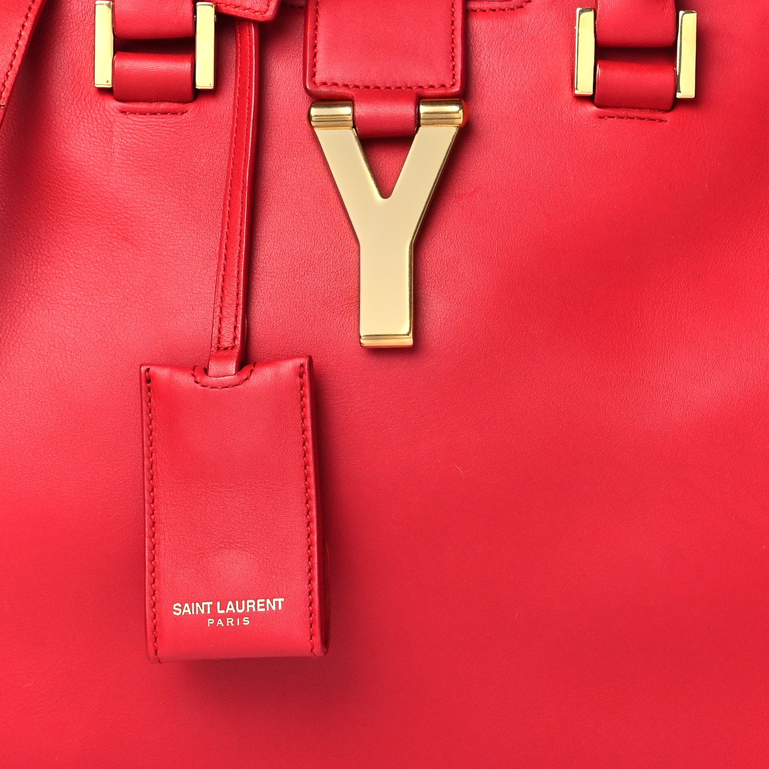 Saint Laurent Calfskin Small Classic Y Cabas Red 11 of 11