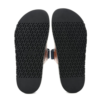 Hermes Calfskin Mens Chypre Sandals 40 Gold Bleu Celeste 5 of 9