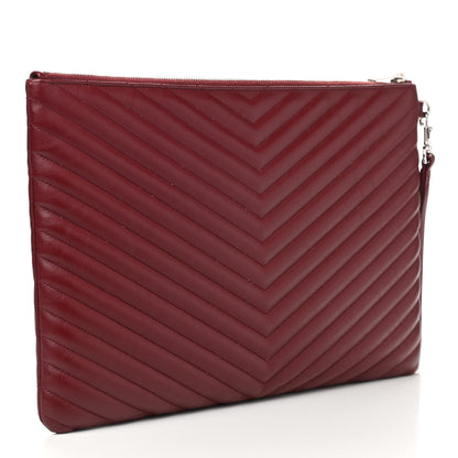 Saint Laurent Calfskin Matelasse Chevron Monogram Document Holder Rouge Legion 3 of 7
