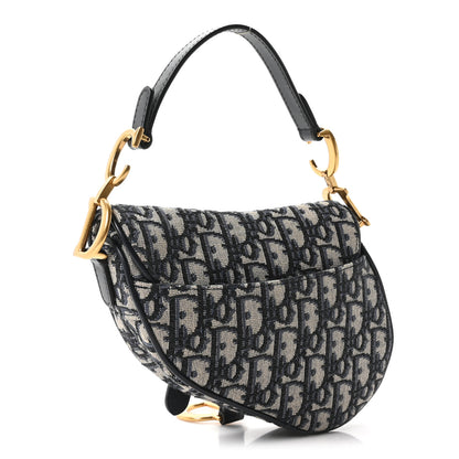 Christian Dior Oblique Mini Saddle Bag Blue 3 of 12