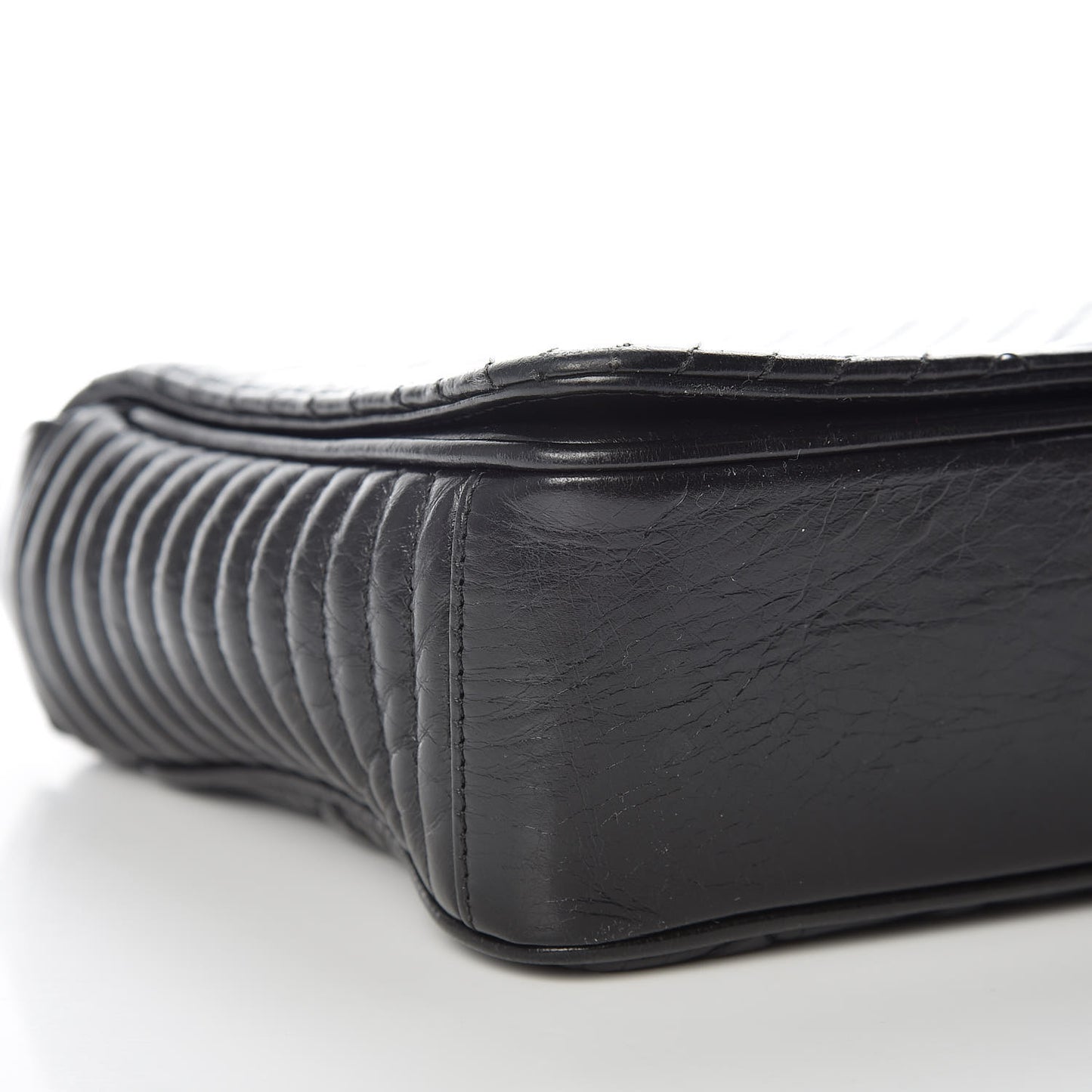 Glazed Calfskin Quilted Medium Coco Boy Flap Black