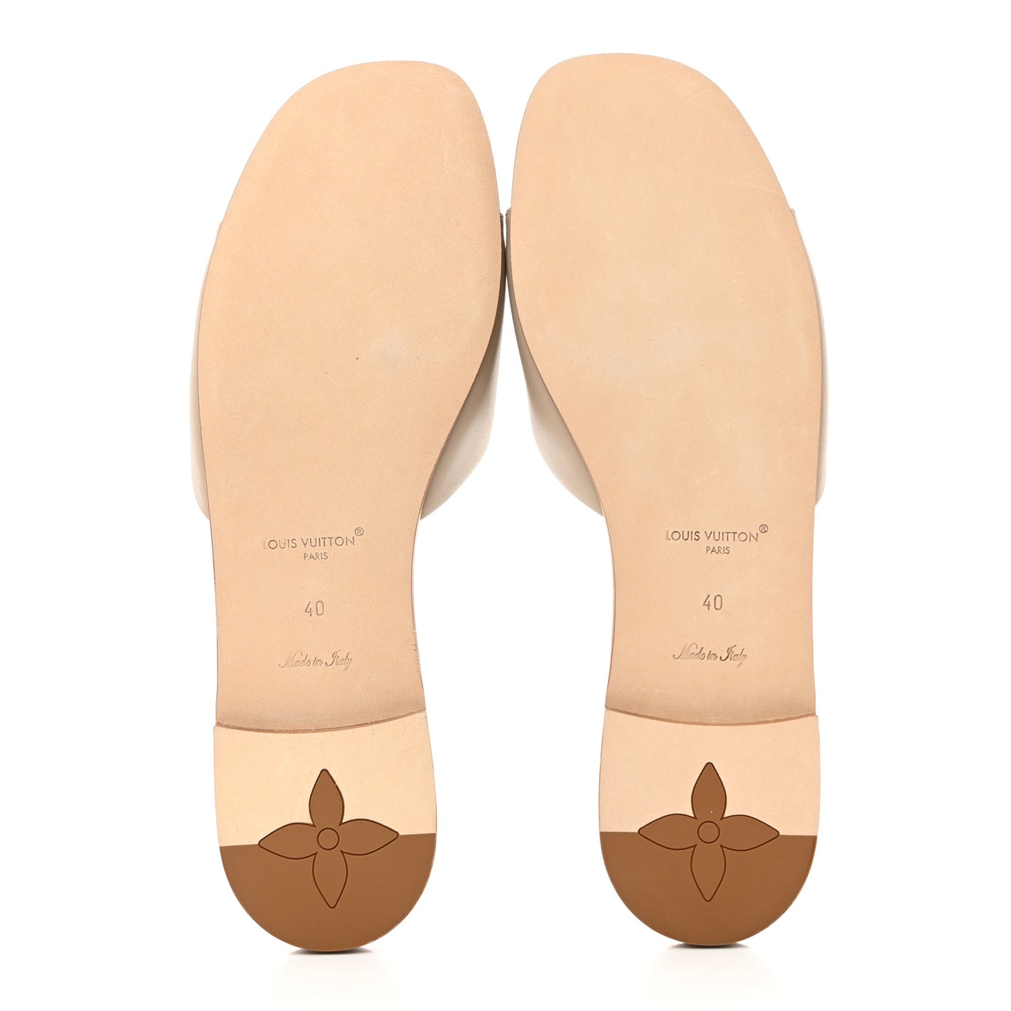 Calfskin LV Capri Flat Sandals 40 Pebble