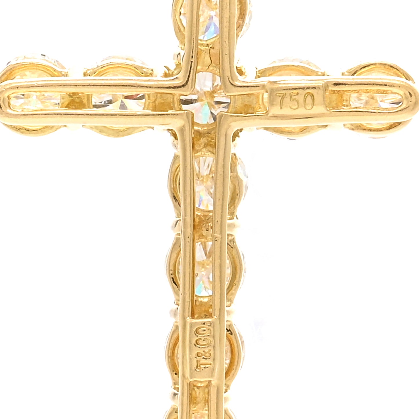 18K Yellow Gold Diamond Large Cross Pendant Necklace