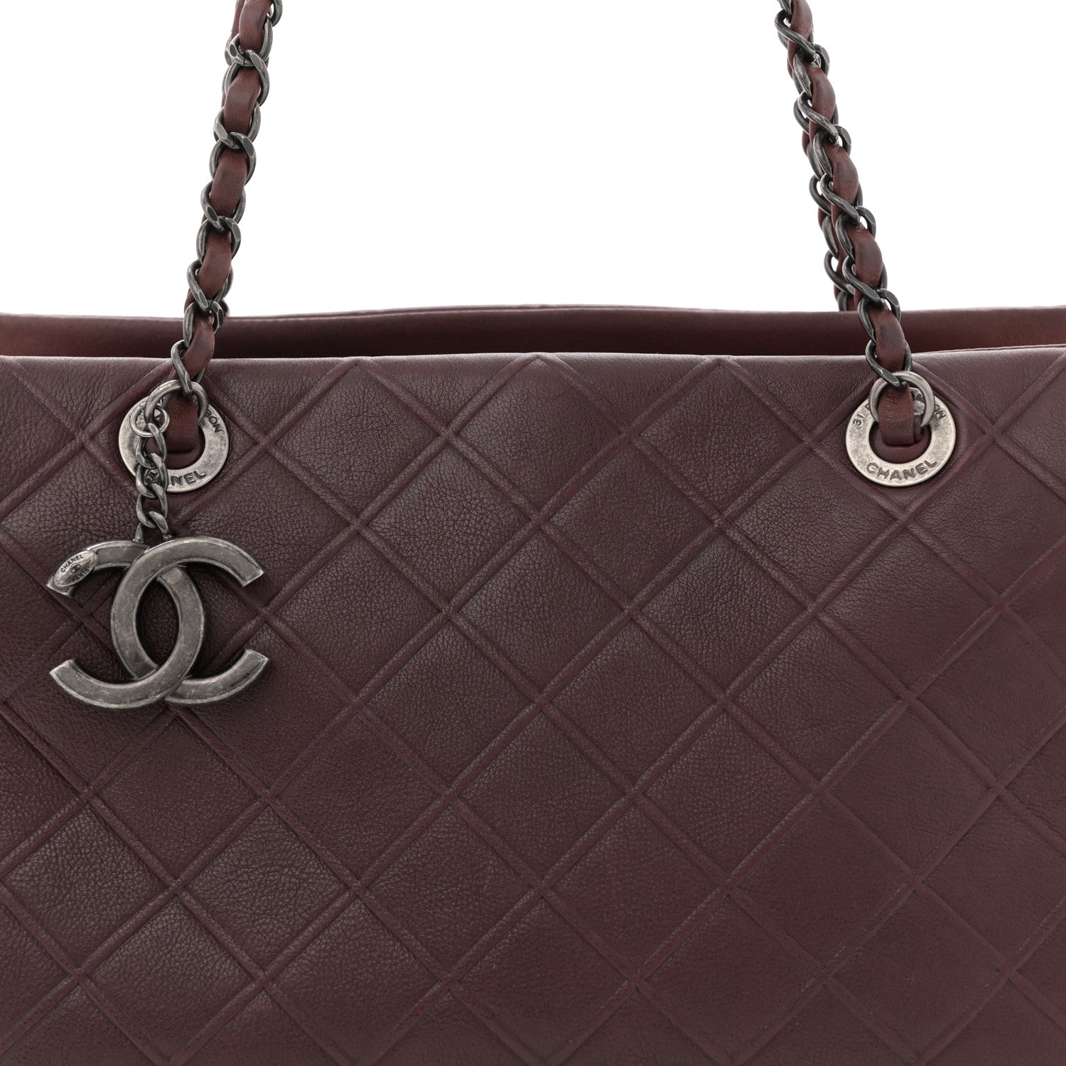 Chanel Calfskin Quilted Tote Burgundy 8 of 13