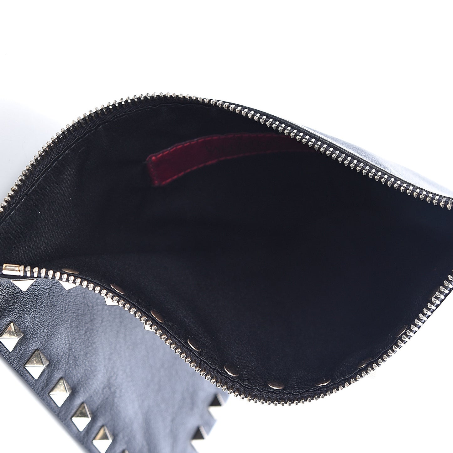 Vitello Medium Rockstud Zip Pouch Black