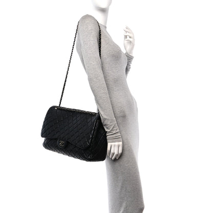 Chanel Grained Calfskin Quilted Small XXL Travel Flap Bag Black 2 of 10