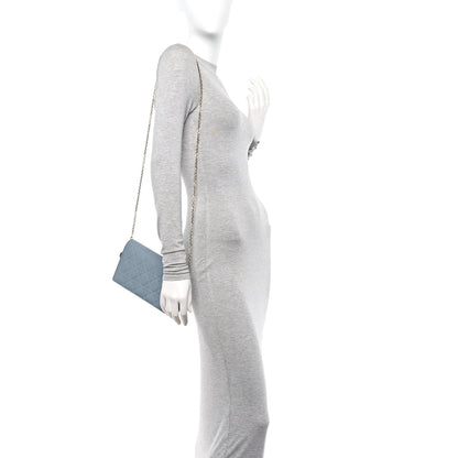 Christian Dior Lambskin Cannage Lady Dior Chain Wallet Cloud Blue 2 of 11