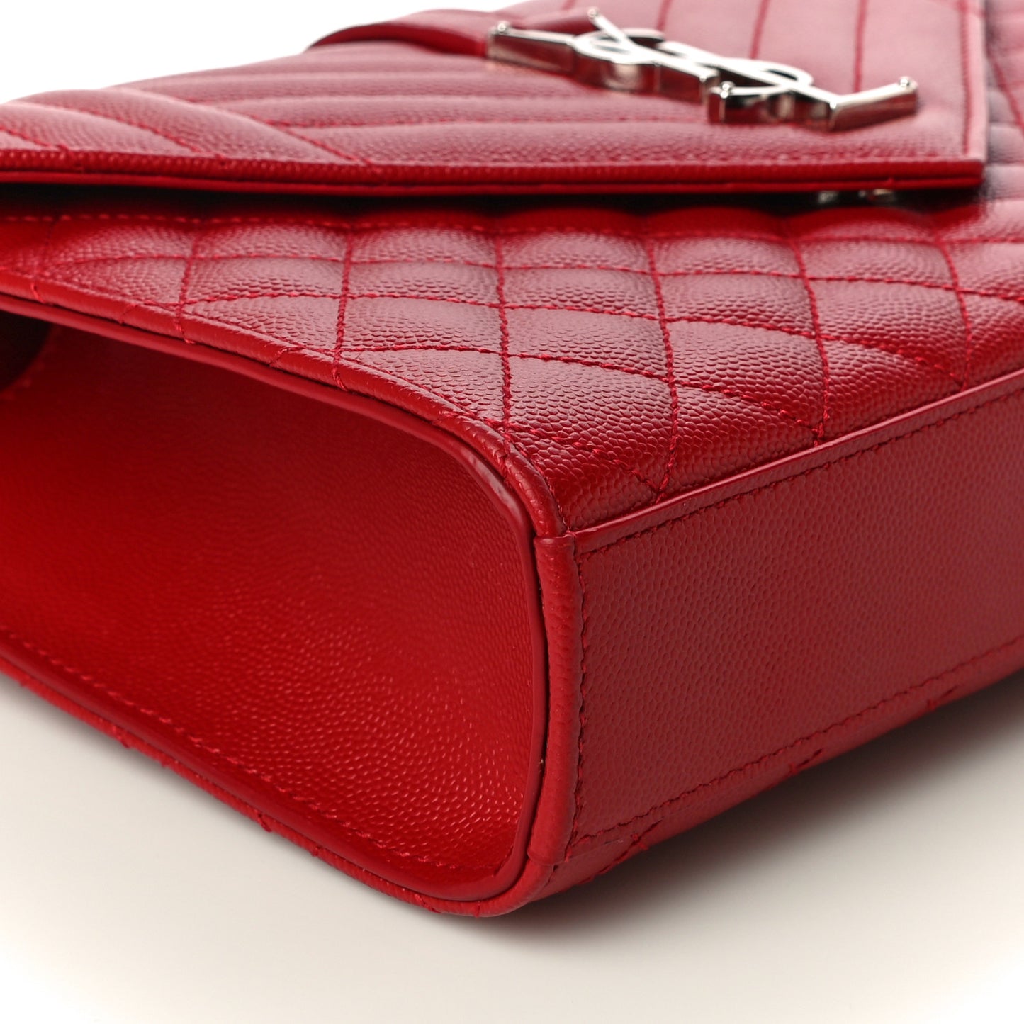 Grain De Poudre Textured Mixed Matelasse Triquilt Medium Monogram Satchel New Red