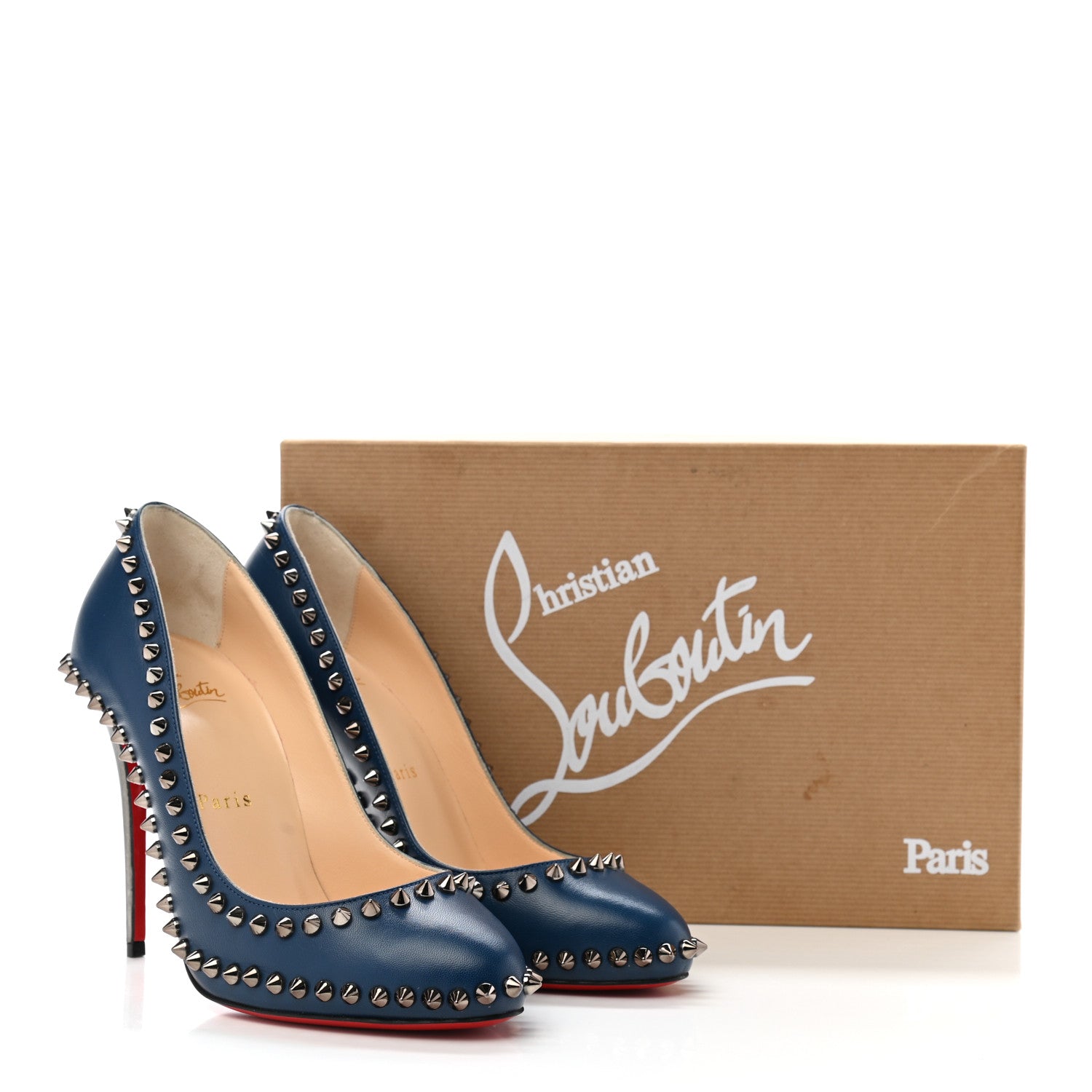 Christian Louboutin Kid Specchio Dorispiky 100 Pumps 37 Dark Gun 11 of 11