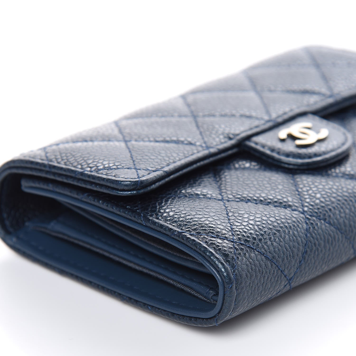 Chanel Iridescent Caviar Quilted Medium Flap Wallet Dark Blue 9 of 11