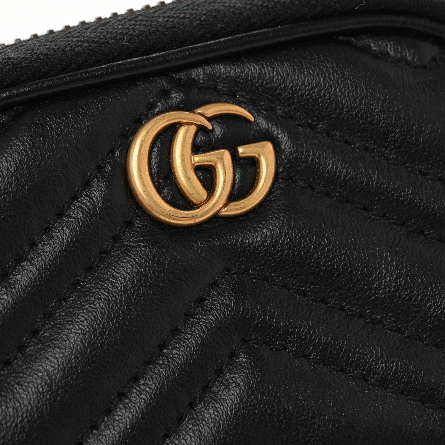Gucci Calfskin Matelasse GG Marmont Oval Coin Purse Black 8 of 8