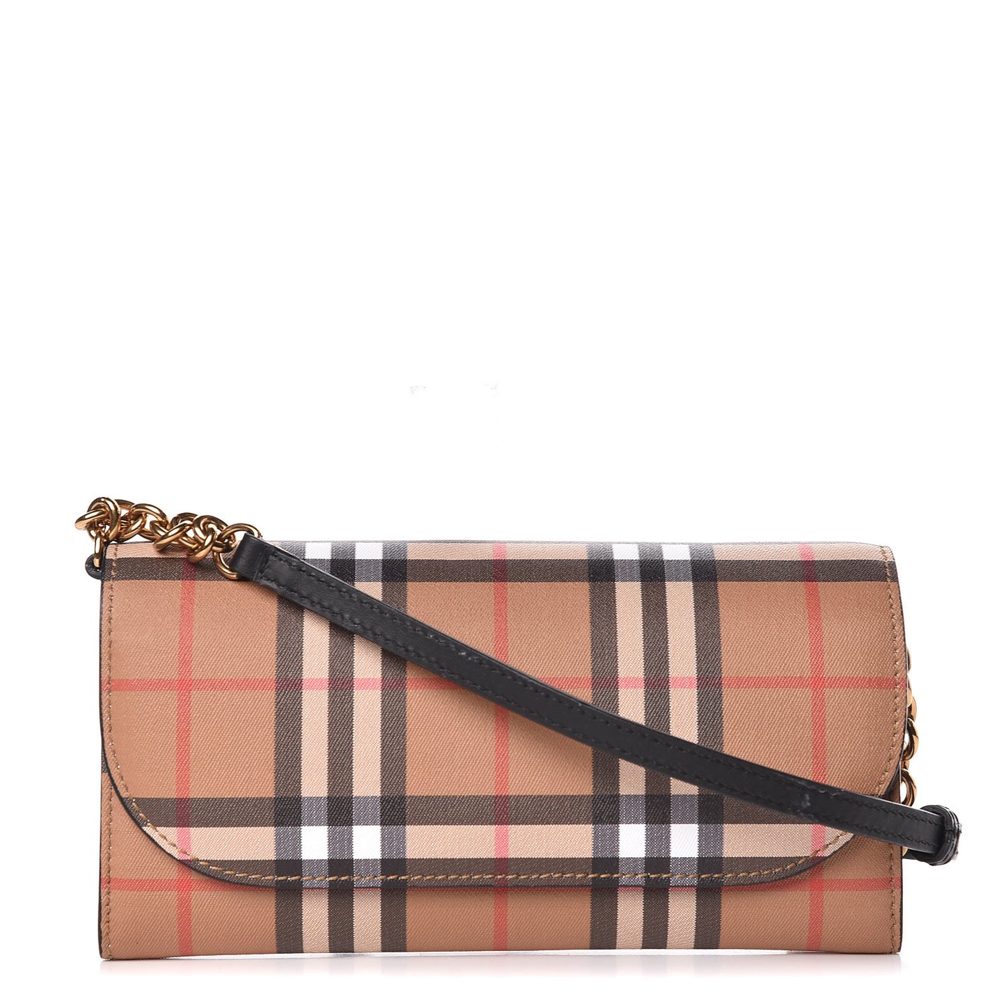 Vintage Check Henley Wallet On Chain Black