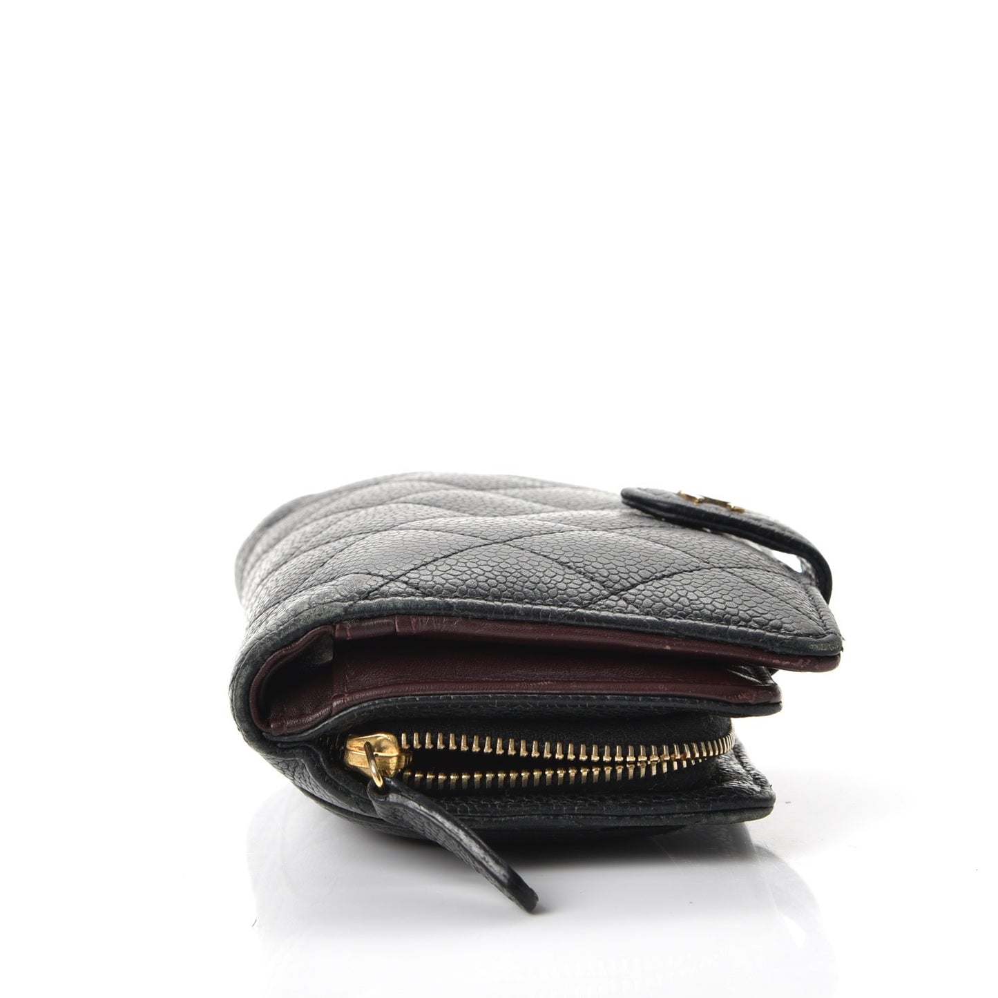 Caviar Quilted Zipped Pocket Wallet Black