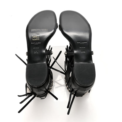 Saint Laurent Calfskin Studded Fringe Cyuko Sandals 36.5 Black 6 of 10