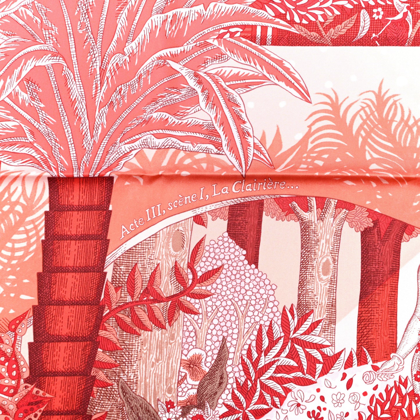 Silk Acte III Scene I La Clairiere Scarf 90 Rouge Rose Blanc