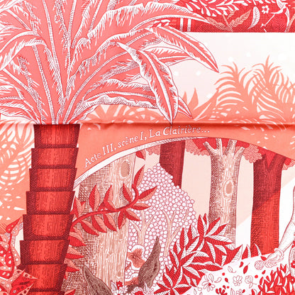 Hermes Silk Acte III Scene I La Clairiere Scarf 90 Rouge Rose Blanc 4 of 8