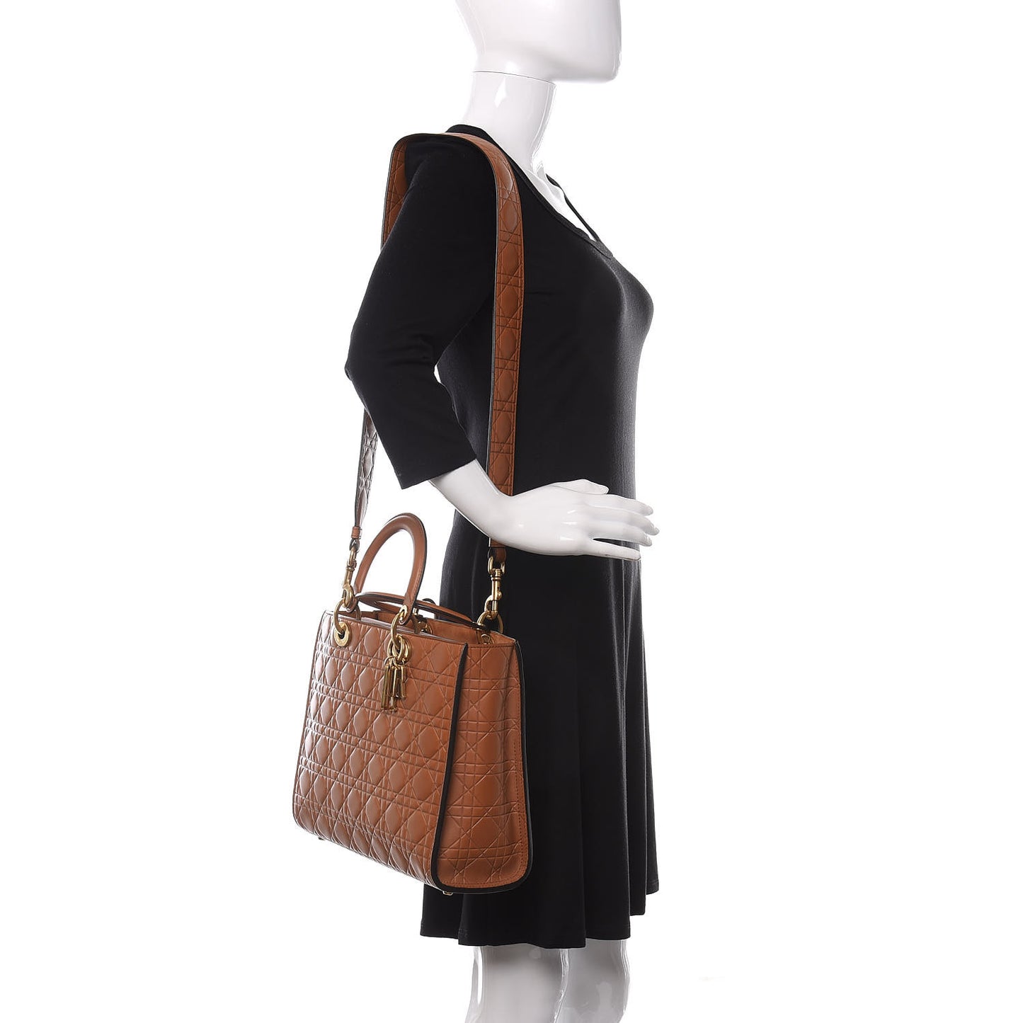 Lambskin Cannage Large Lady Dior Dark Beige