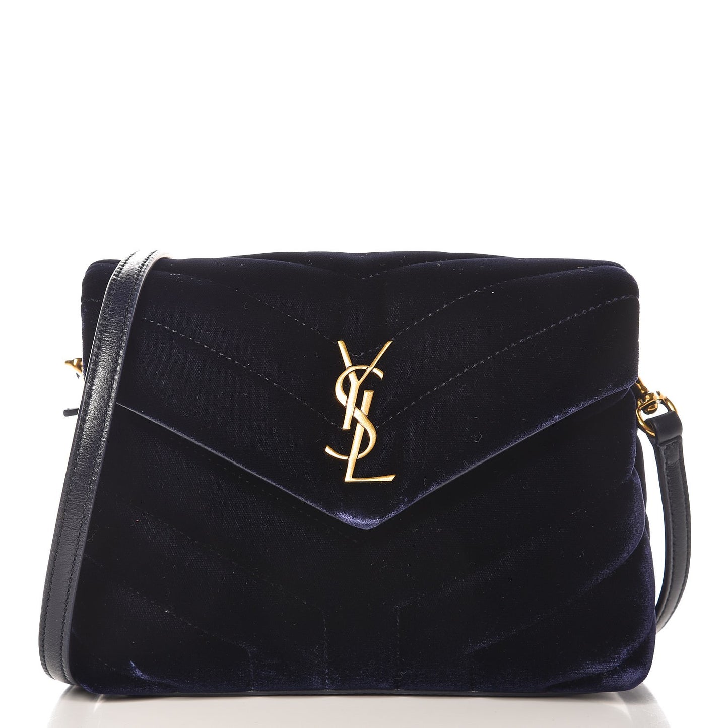 Velvet Y Quilted Monogram Toy Loulou Crossbody Bag Navy