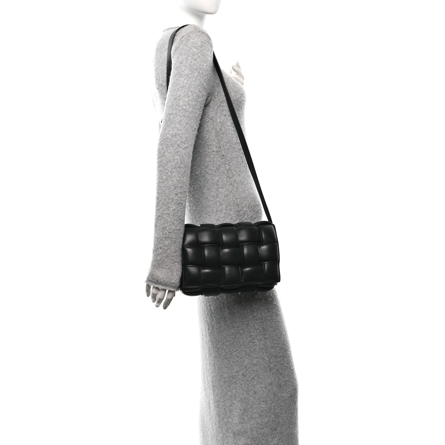 Nappa Maxi Intreccio Padded Cassette Crossbody Bag Black