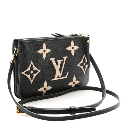 Louis Vuitton Empreinte Monogram Giant Double Zip Pochette Black Cream 3 of 10