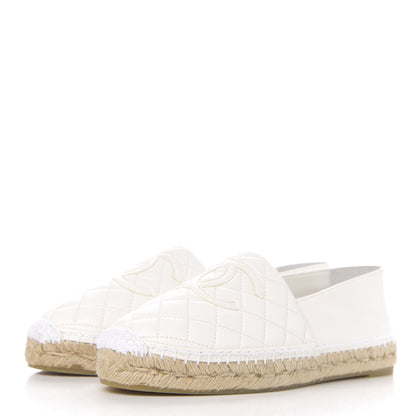Chanel Lambskin Quilted CC Espadrilles 39 White 3 of 11