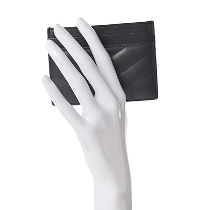 Saint Laurent Calfskin Y Quilted Monogram LouLou Credit Card Case Asphalt 2 of 9