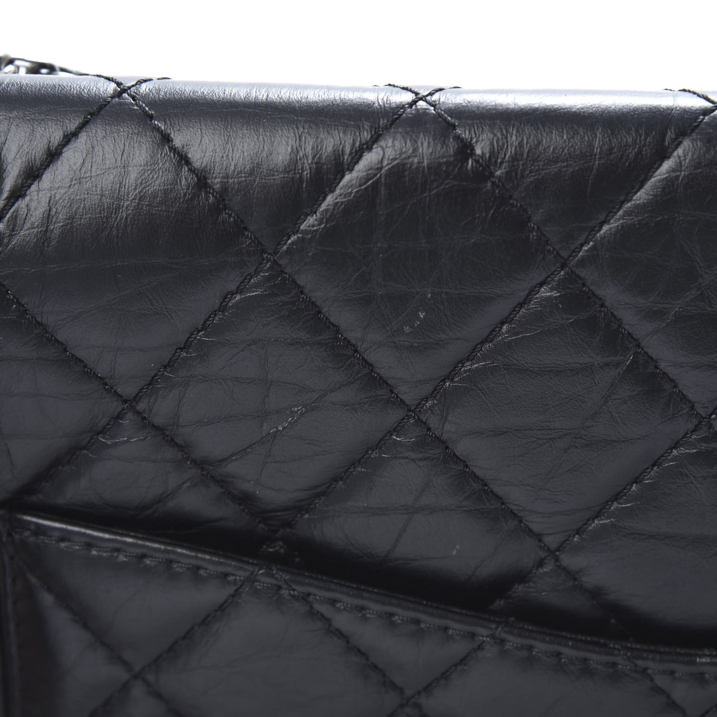 Aged Calfskin Quilted 2.55 Reissue 227 Flap Black