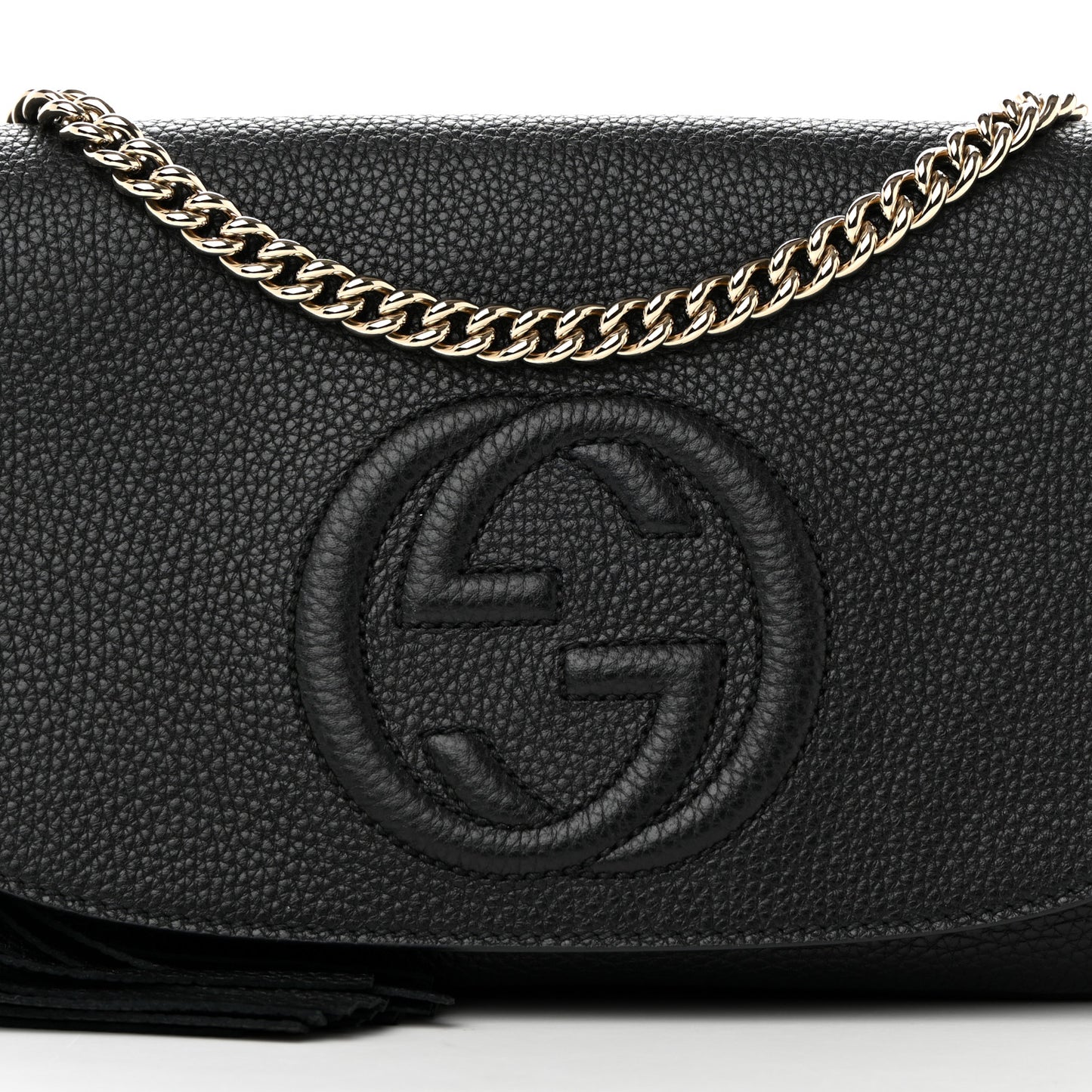 Pebbled Calfskin Medium Soho Flap Crossbody Black