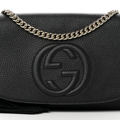 Gucci Pebbled Calfskin Medium Soho Flap Crossbody Black 8 of 14