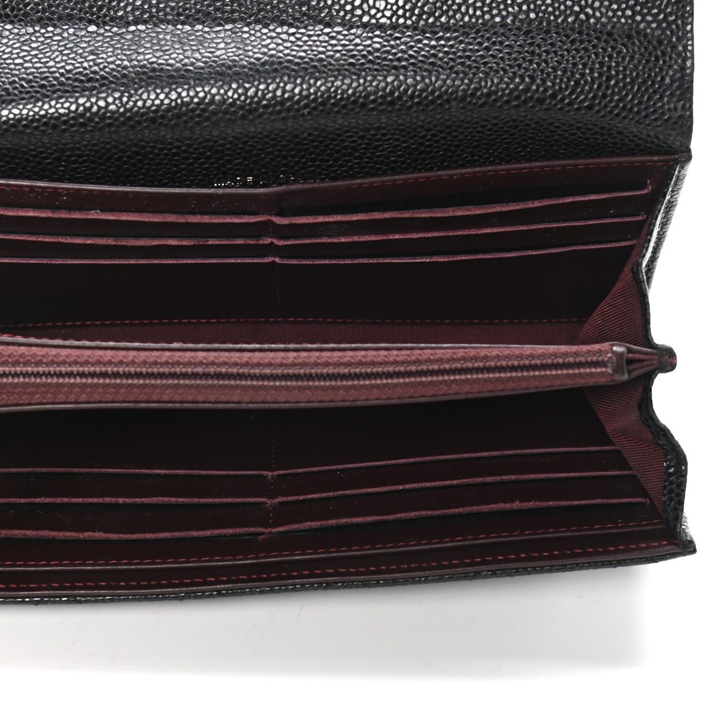 Caviar Quilted Large Gusset Flap Wallet Black