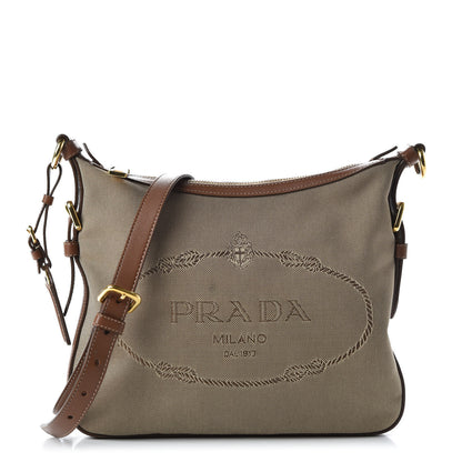 Prada Jacquard Logo Small Messenger Corda Brandy 1 of 9