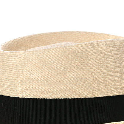 Hermes Straw Mens Rio Panama Hat 58 Natural Black 5 of 7