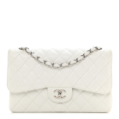 Chanel Caviar Quilted Jumbo Double Flap White 1 of 13