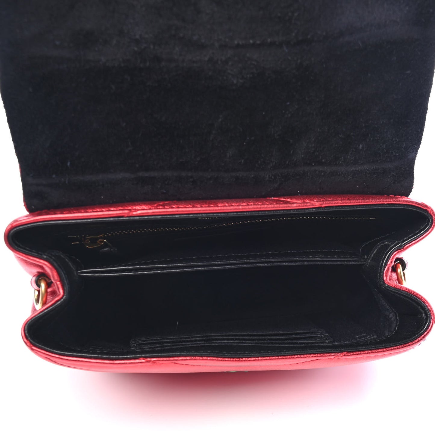 Metallic Calfskin Matelasse Toy Loulou Monogram Chain Satchel Red