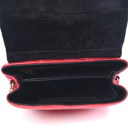 Saint Laurent Metallic Calfskin Matelasse Toy Loulou Monogram Chain Satchel Red 4 of 4