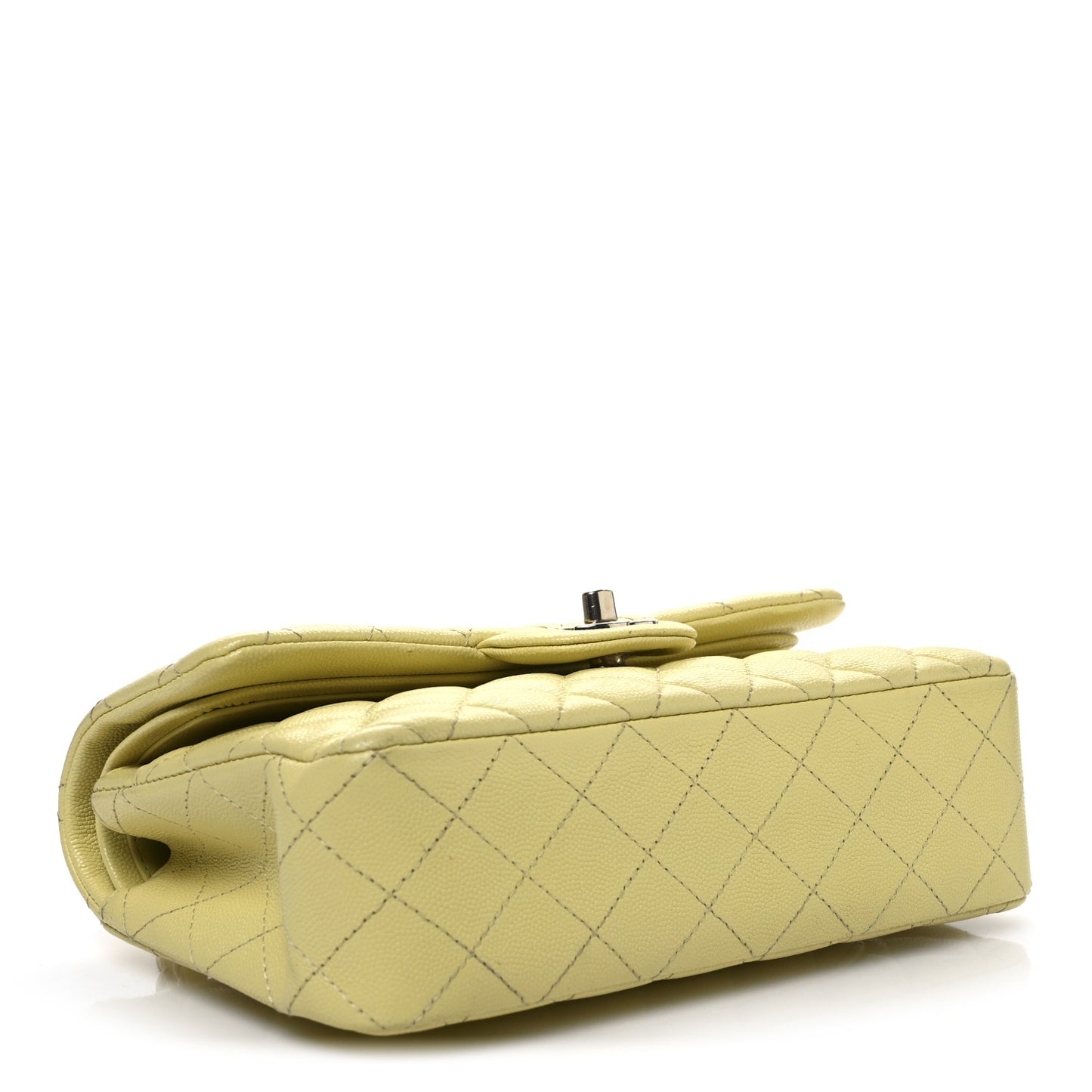 Caviar Quilted Small Double Flap Light Yellow