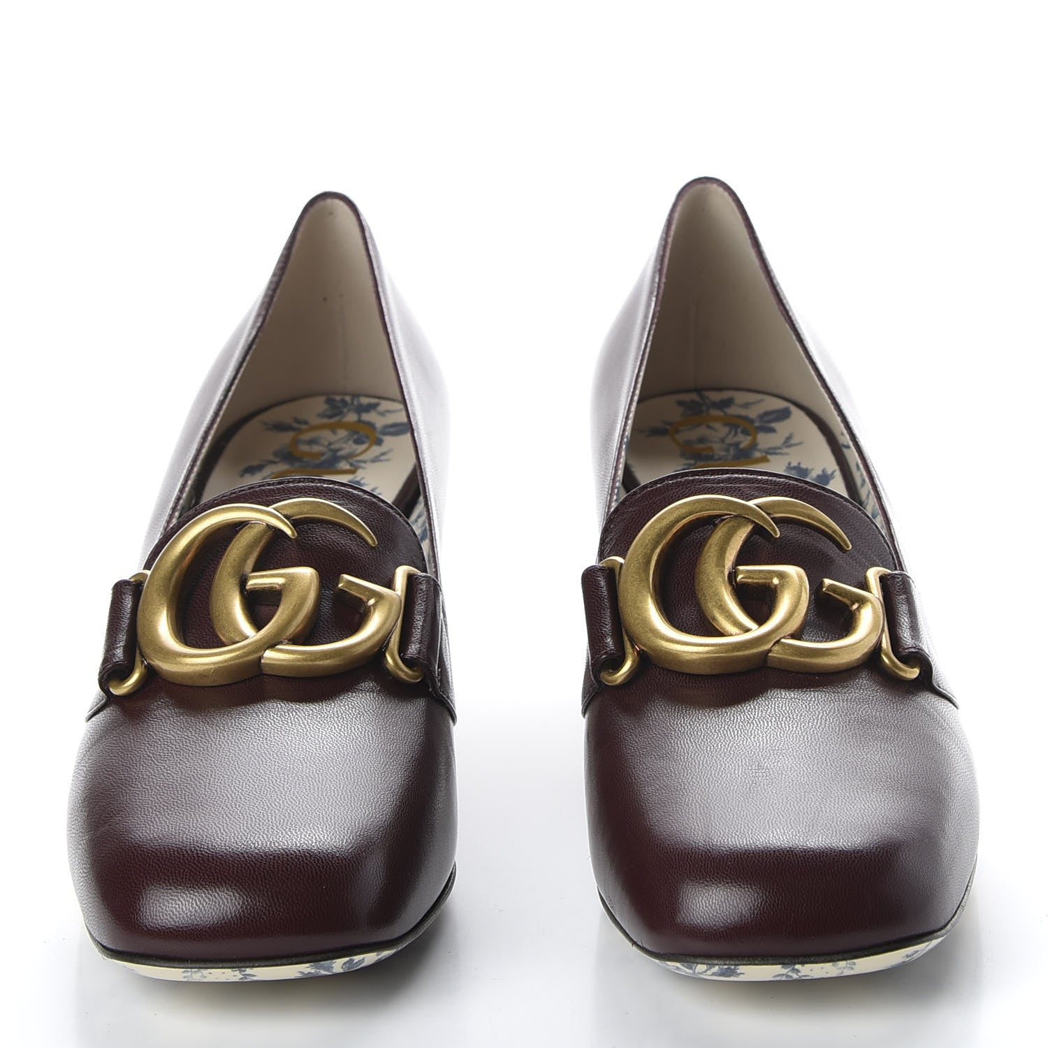 Gucci Malaga Kid GG Victoire 55mm Loafer Pumps 37.5 Vintage Bordeaux 2 of 10
