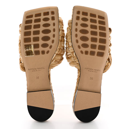 Bottega Veneta Raffia Twisted Intrecciato Stretch Flat Sandals 36 Macadamia 5 of 12