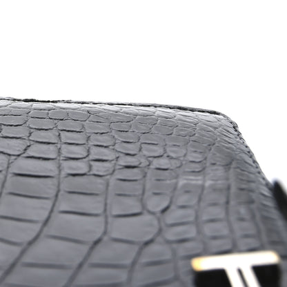 Hermes Shiny Alligator Bearn Gusset Wallet Black 7 of 11