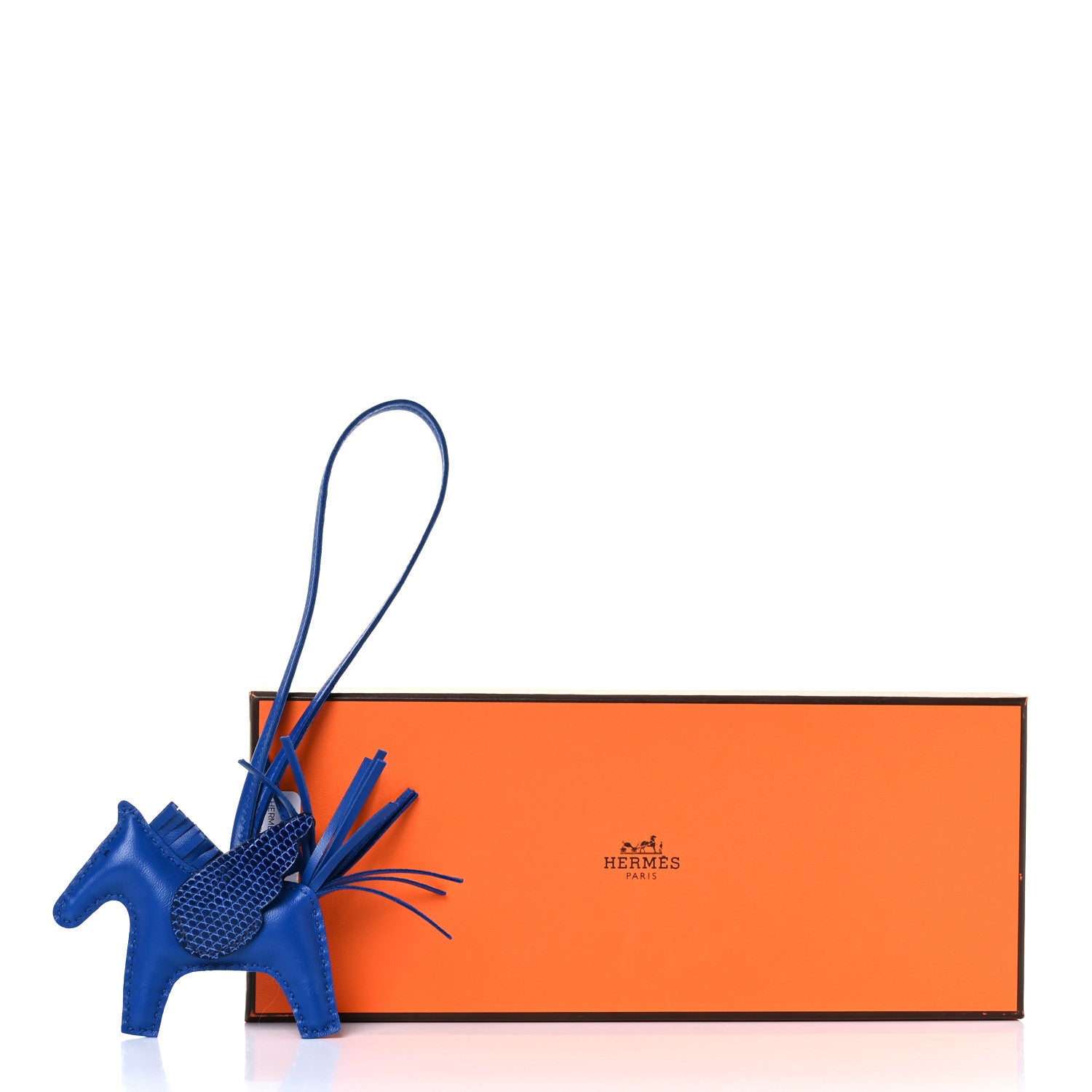 Hermes Milo Lambskin Lizard Touch Grigri Rodeo Pegase Horse Bag Charm PM Bleu France 5 of 5