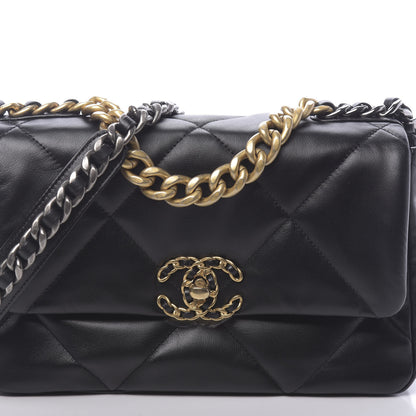 Chanel Goatskin Quilted Medium 19 Flap Black 10 of 11