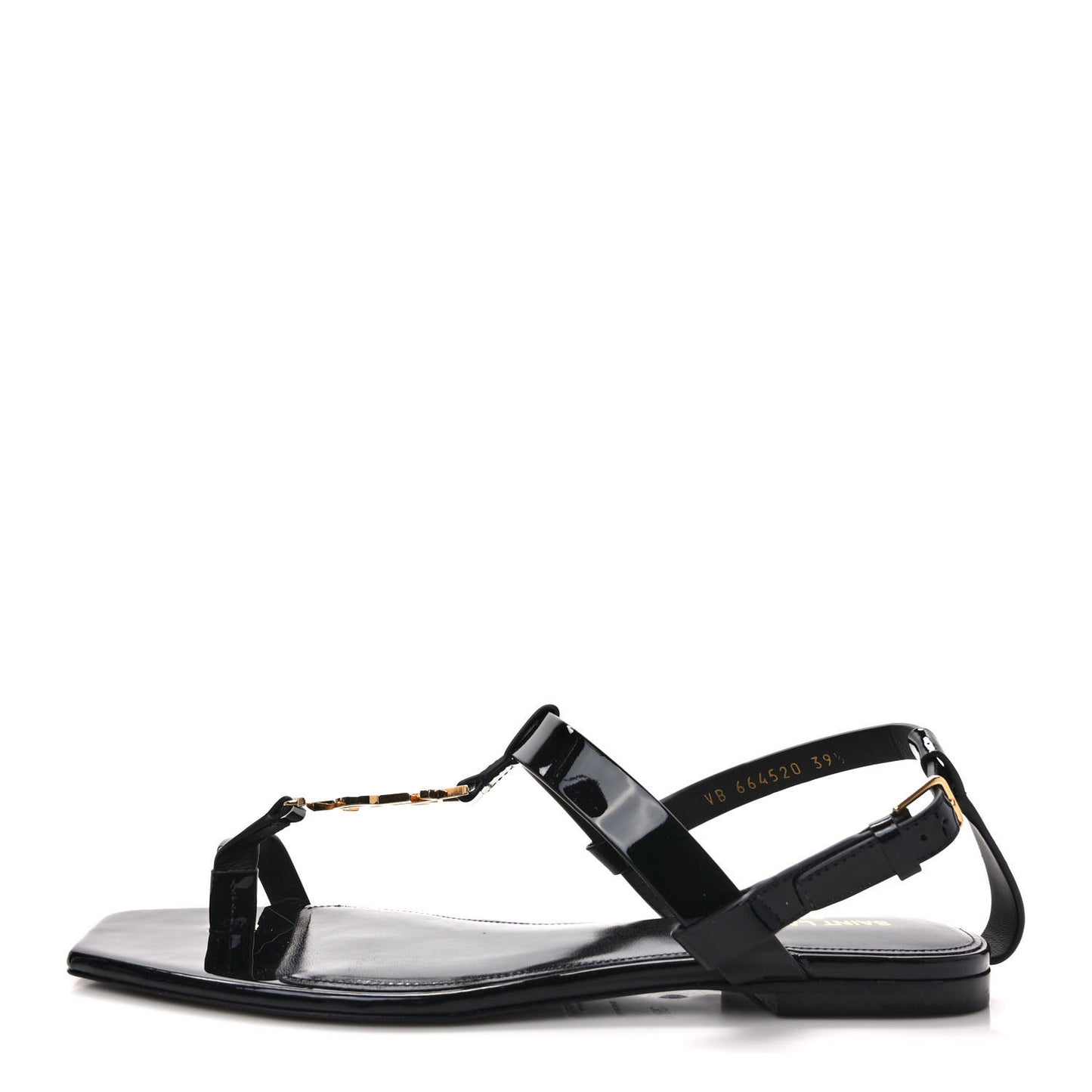 Patent Calfskin Cassandra Monogram Sandals 39.5 Black