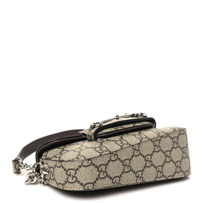 Gucci GG Supreme Monogram Mini Horsebit 1955 Asymmetric Shoulder Bag Beige Ebony 4 of 10