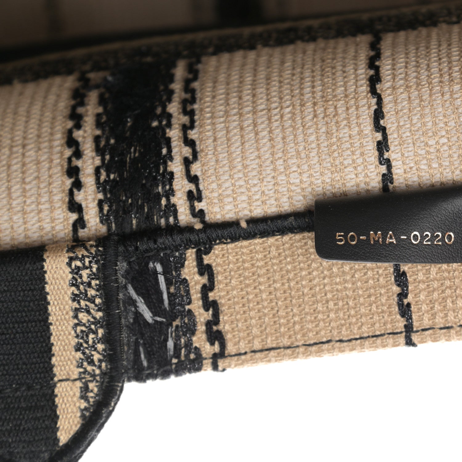 Christian Dior Canvas Embroidered Medium Bayadere Book Tote Black Beige 7 of 13