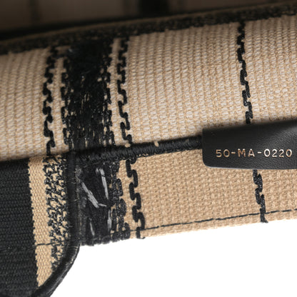 Christian Dior Canvas Embroidered Medium Bayadere Book Tote Black Beige 7 of 13
