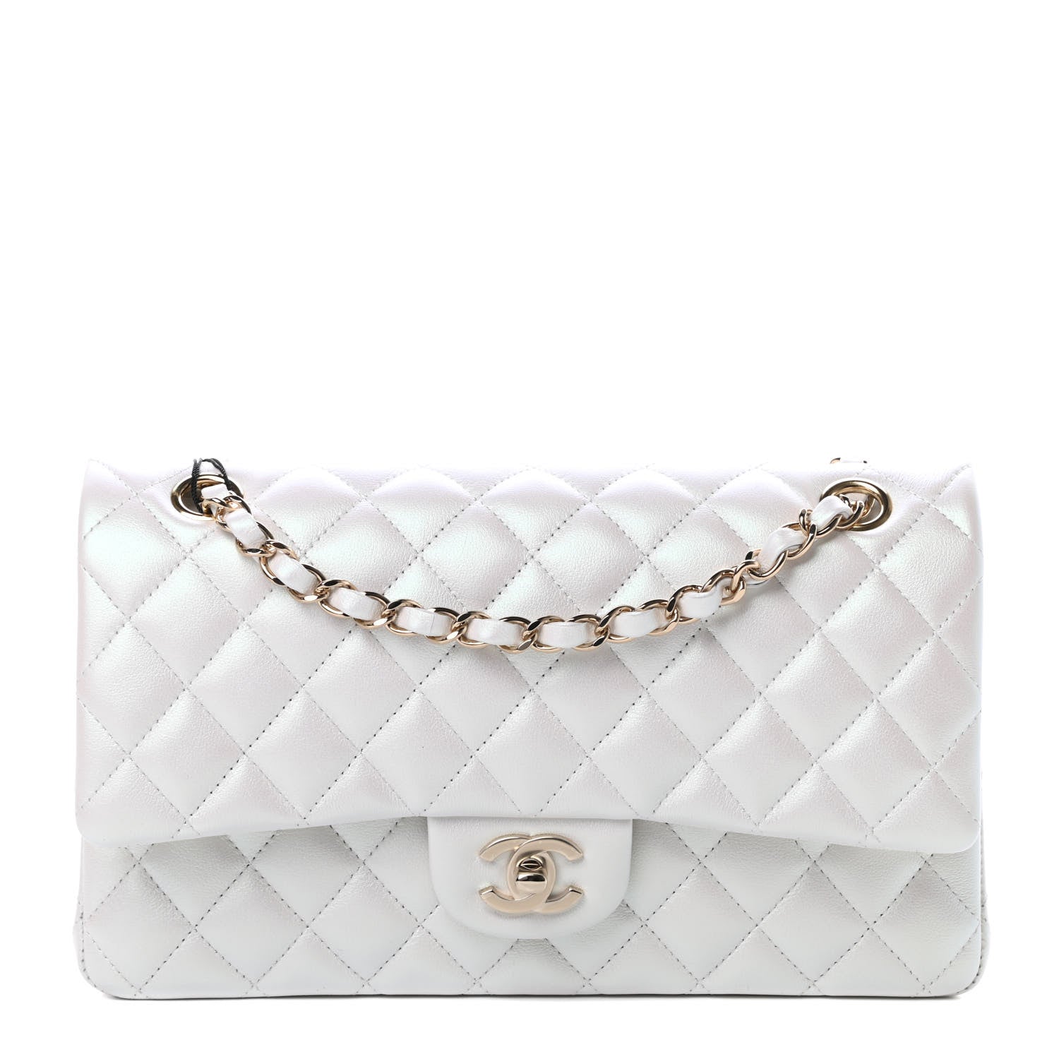 Chanel Iridescent Calfskin Quilted Medium Double Flap White 1 of 12