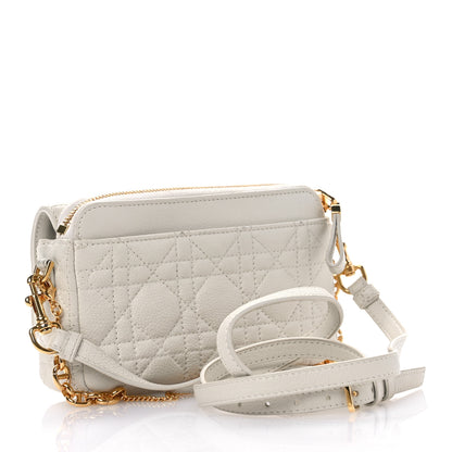 Christian Dior Supple Calfskin Cannage Caro Pouch with Chain Latte 3 of 10