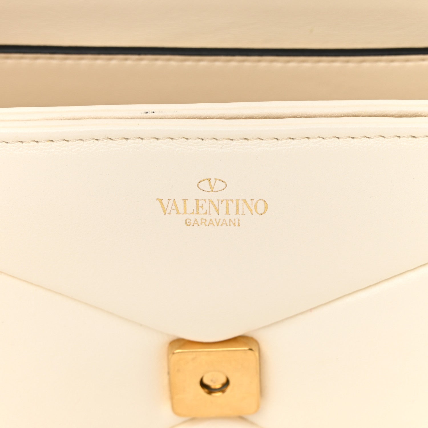 Valentino Garavani Nappa One Stud Chain Clutch Ivory 6 of 14