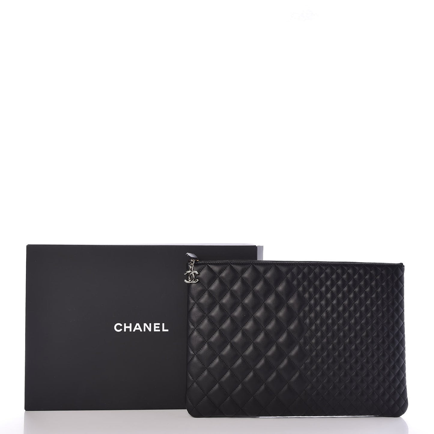 Lambskin Bi Quilted Large Cosmetic Case Black