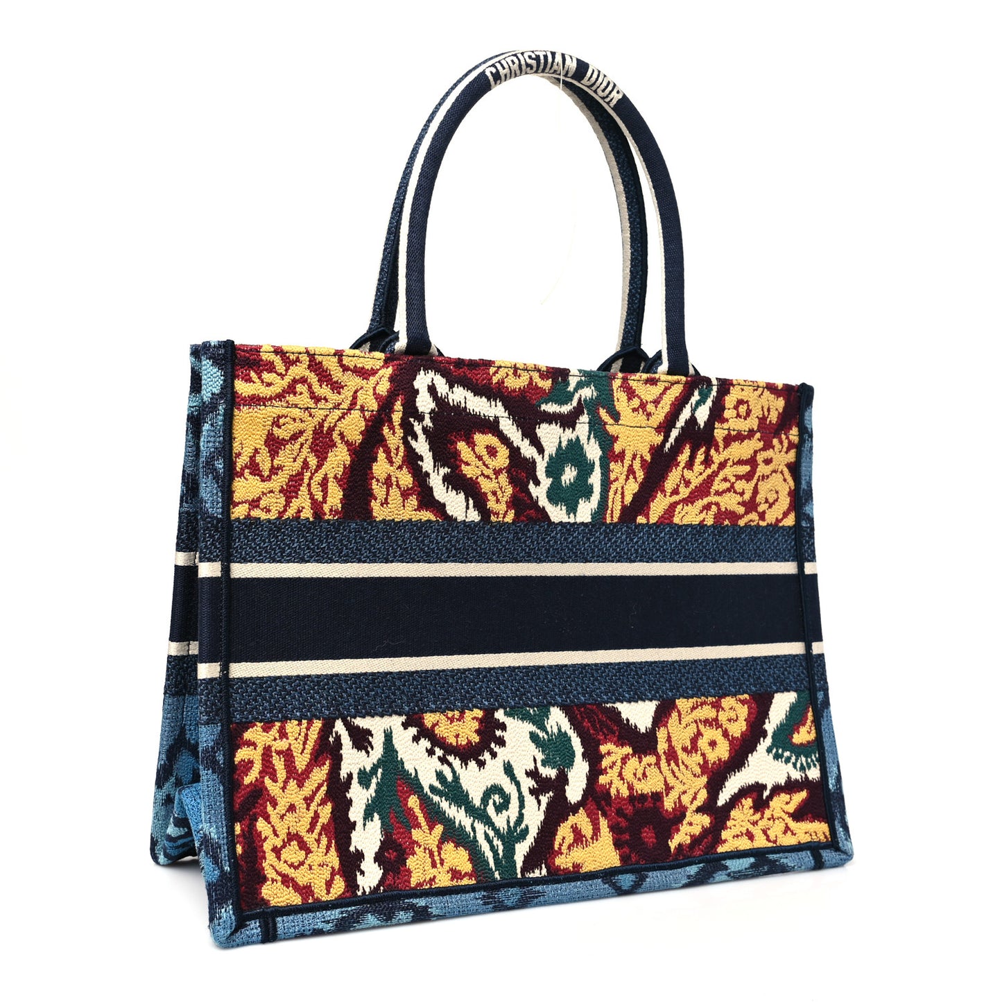 Canvas Embroidered Paisley Medium Book Tote Blue Multicolor